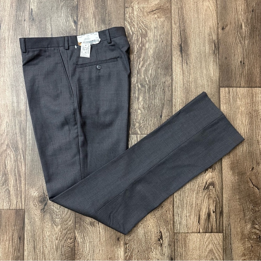 Jos A Bank 100% Wool Slim Fit Dress Pants Unhemmed Men’s Size 33 Reg Gray